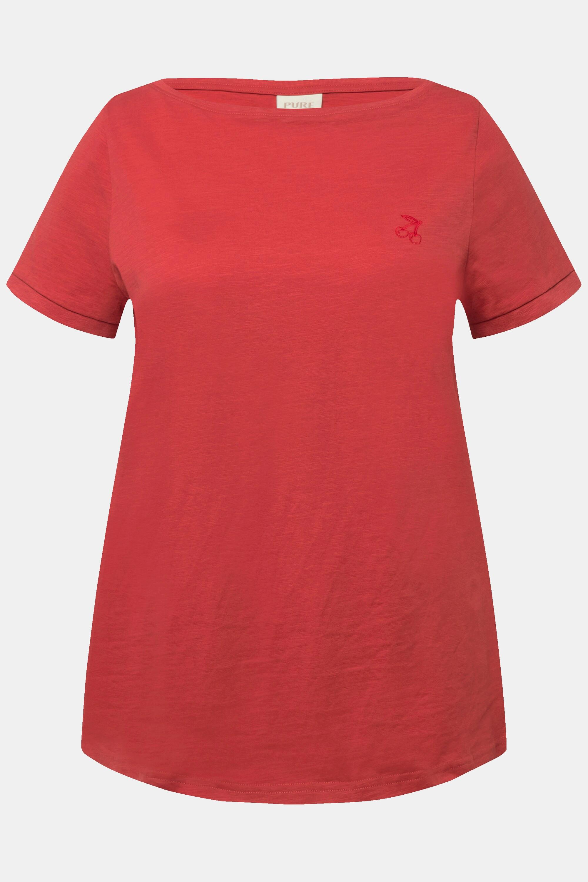 Ulla Popken  T-Shirt, Kirsche, U-Boot-Ausschnitt, Halbarm, Biobaumwolle 