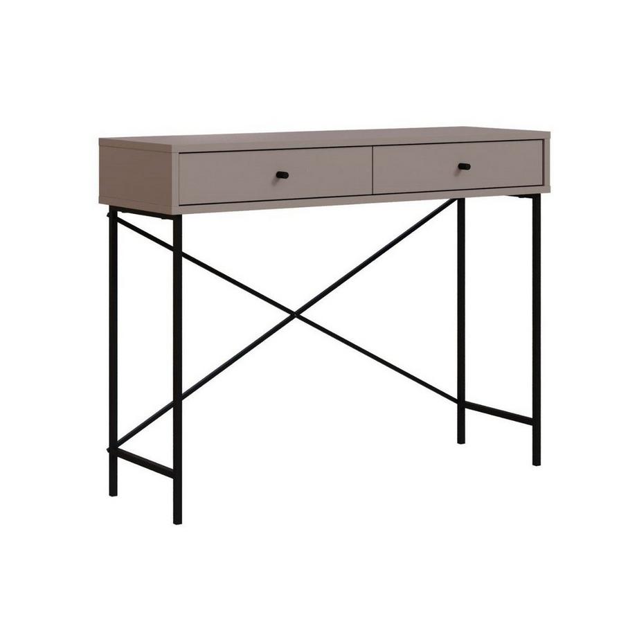 Console 2 Tiroirs Couleur moka et Pieds en Métal L110 cm - Titan