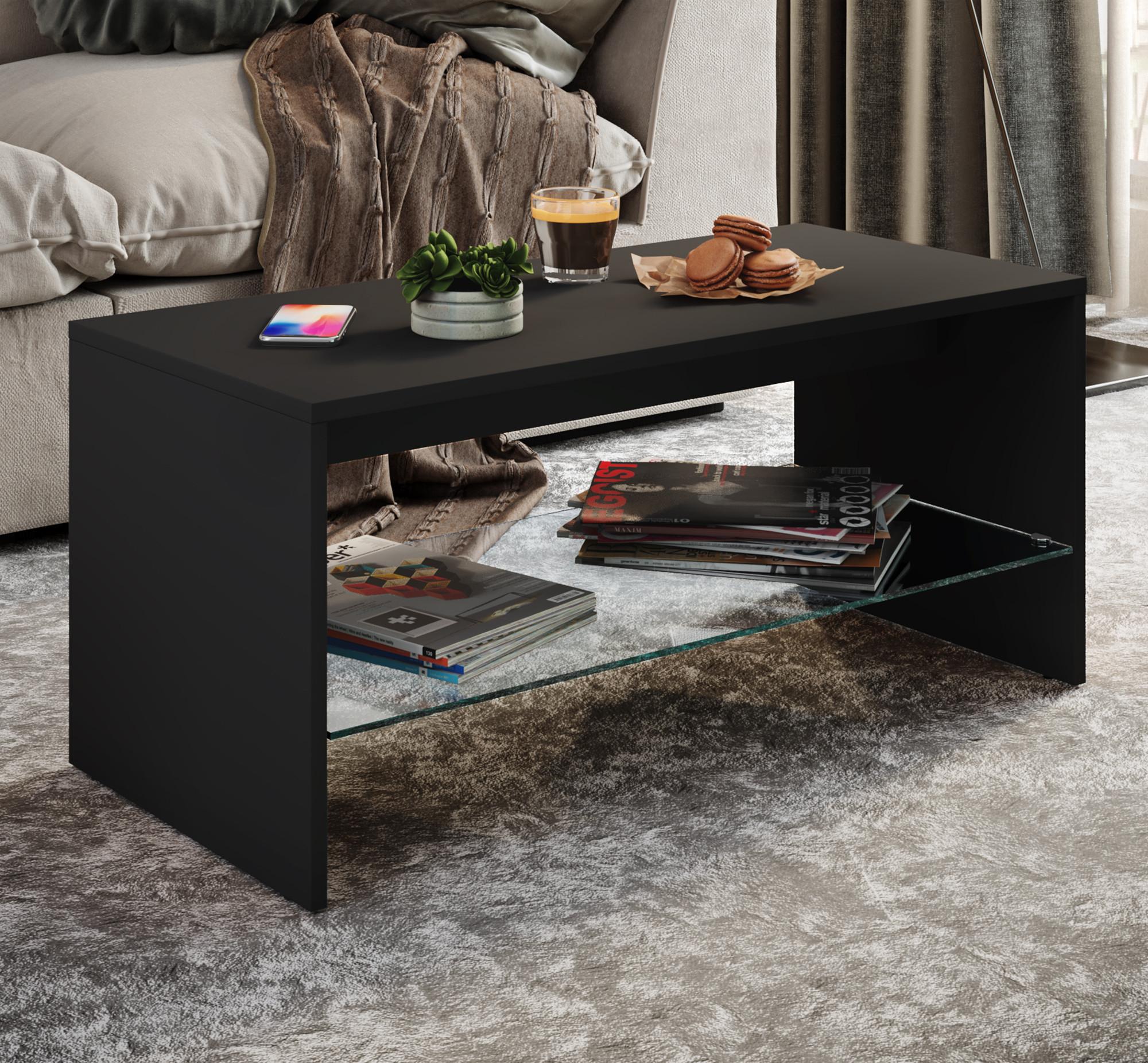 VCM Table d'appoint Tiroir Verre Wisal  