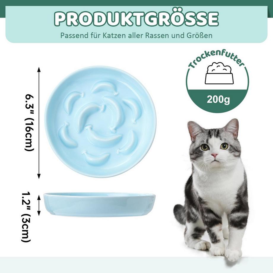 Alopini  Ensemble de chat anti-piège en céramique - 2 bols de nourriture pour manger lentement 