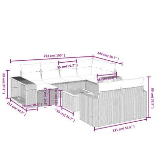 VidaXL Ensemble de canapés de jardin rotin synthétique  