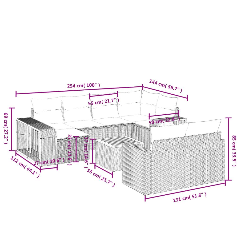 VidaXL Ensemble de canapés de jardin rotin synthétique  