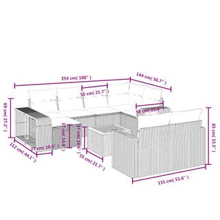 VidaXL Ensemble de canapés de jardin rotin synthétique  