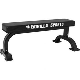 Gorilla Sports  BANC DE MUSCULATION PLAT AVEC LOGO | COULEUR NOIR 