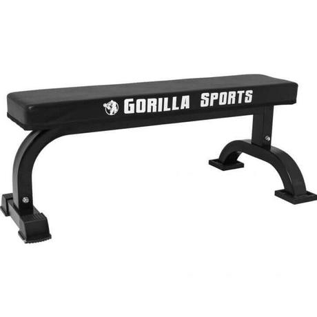 Gorilla Sports  BANC DE MUSCULATION PLAT AVEC LOGO | COULEUR NOIR 