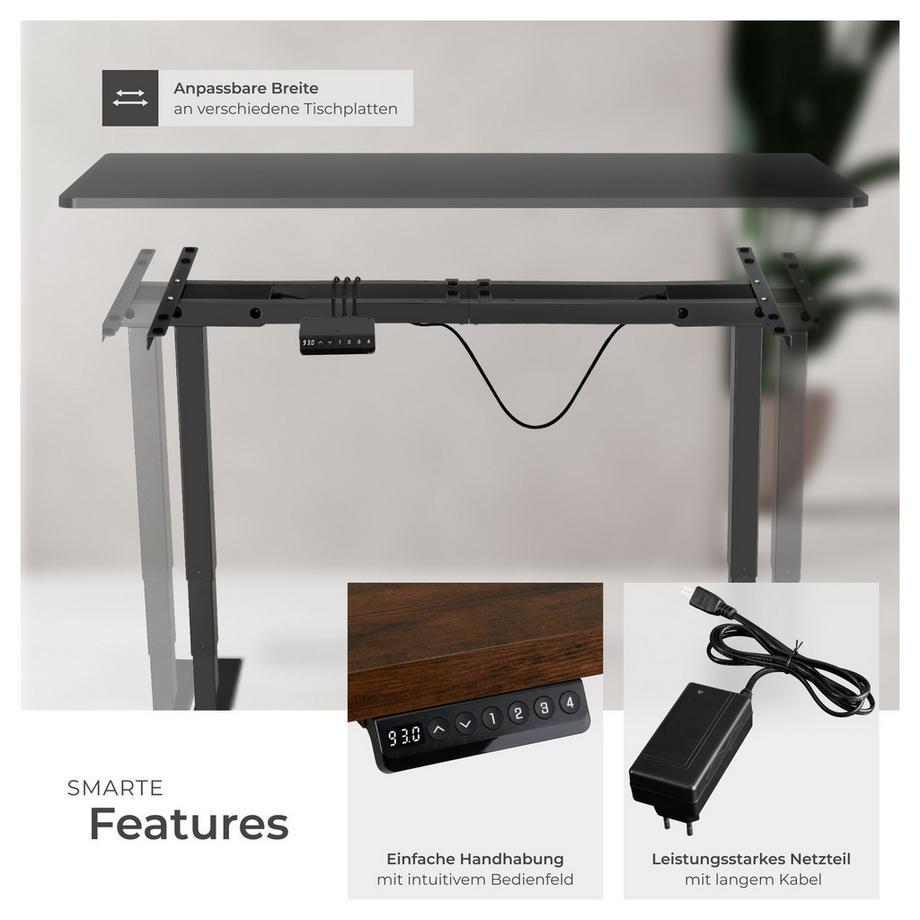 Tectake Bureau assis debout TWAIN avec réglage électrique de la hauteur  