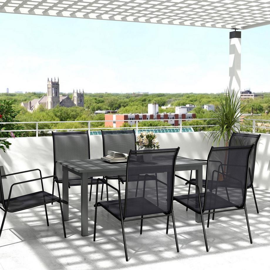 Northio Gartentisch Erweitert Aluminium 160/220x90 cm Wetterfest Balkontisch, rutschfest Buffettisch Campingtisch für 6-8 Personen, Outdoor Essisch für Garten, Terrasse Balkon Grau Aosom  