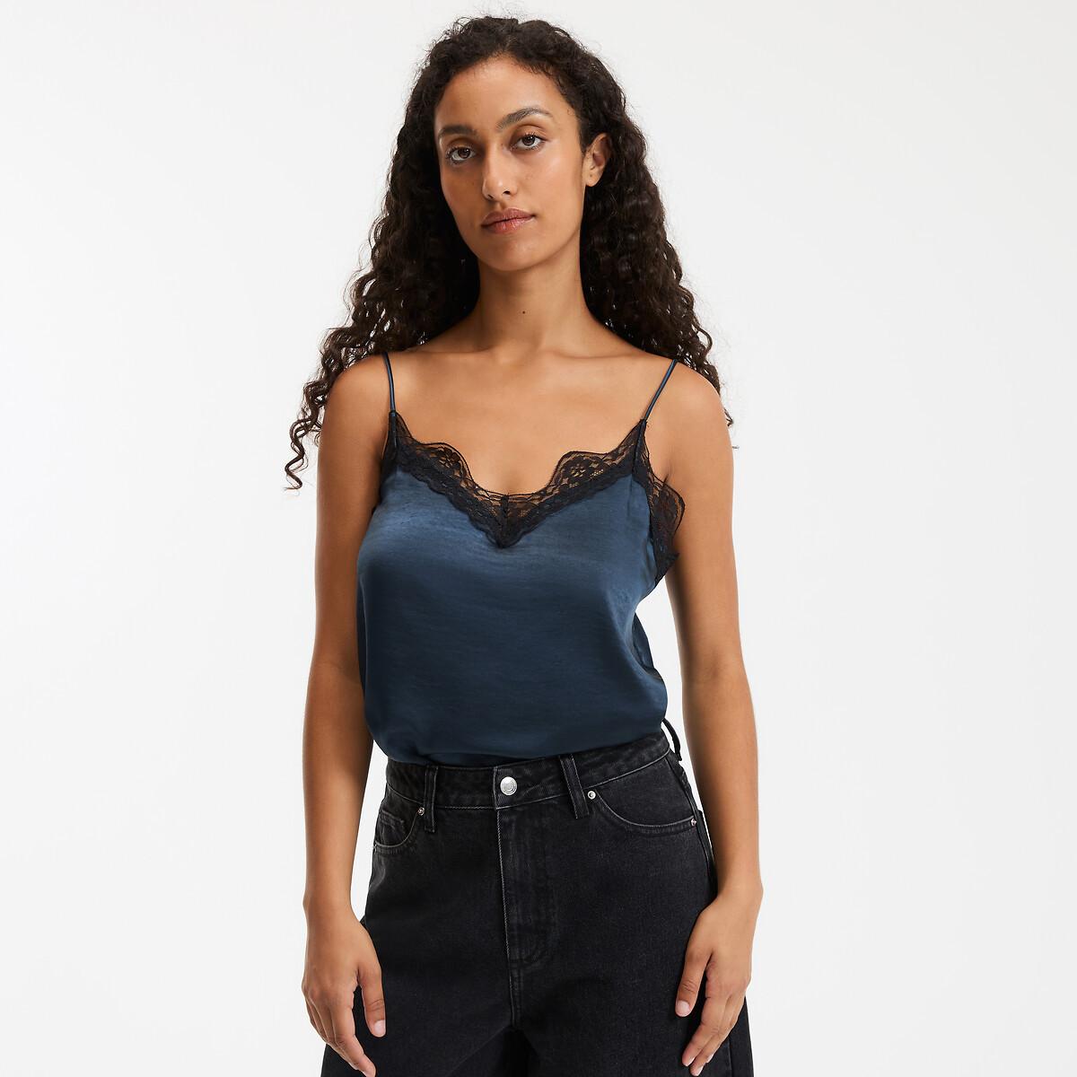 La Redoute Collections Caraco col V satin détail dentelle fines bretelles  