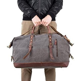 Only-bags.store Vintage Canvas PU Leder Unisex Handgepäck Reisetasche Sporttasche Weekender Tasche  