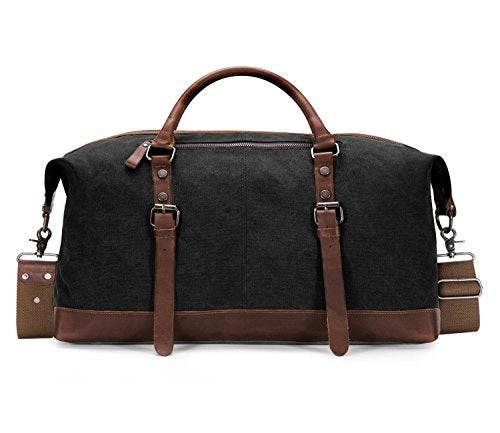 Only-bags.store Vintage Canvas PU Leder Unisex Handgepäck Reisetasche Sporttasche Weekender Tasche  