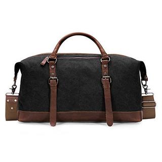 Only-bags.store Vintage Canvas PU Leder Unisex Handgepäck Reisetasche Sporttasche Weekender Tasche  