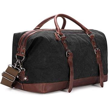 Vintage Canvas PU Leder Unisex Handgepäck Reisetasche Sporttasche Weekender Tasche für Kurztrip