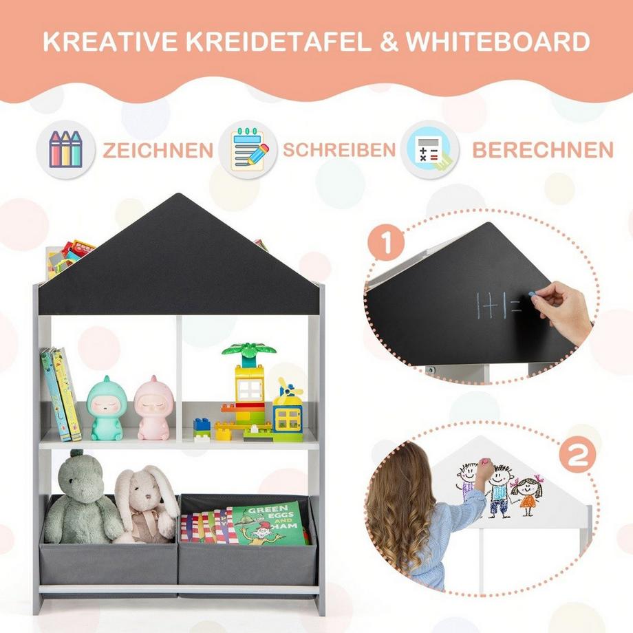 Northix Kinderbücherregal mit Tafel  