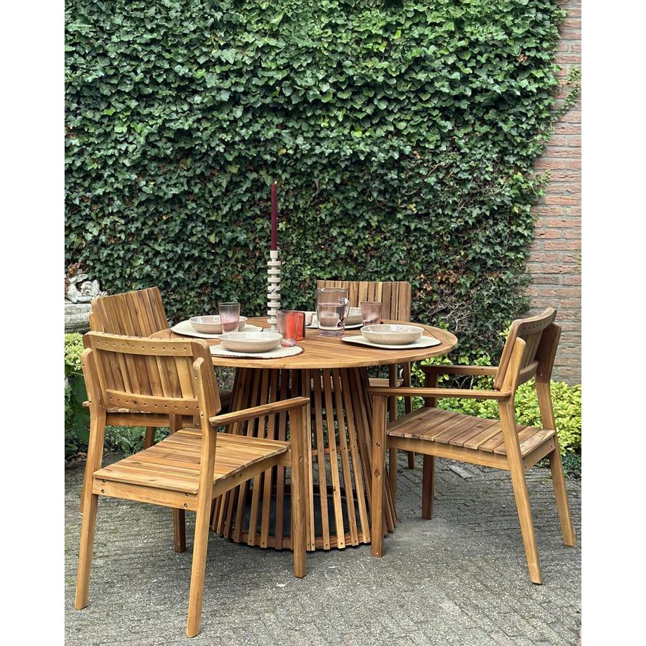 Beliani Lot de 4 chaises de jardin en Acacia Rustique AGELLO  