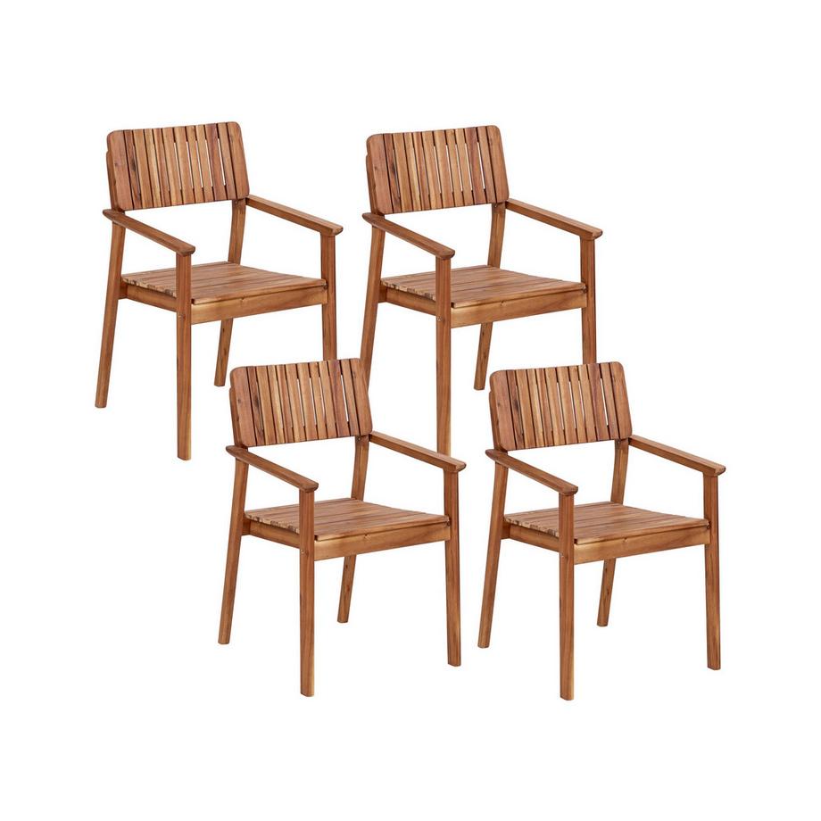Lot de 4 chaises de jardin en Acacia Rustique AGELLO