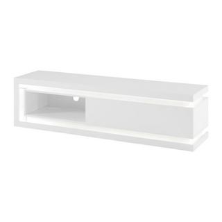 Vente-unique Meuble TV 1 tiroir et 1 niche avec LEDs en MDF - Blanc laqué - FLARANCIA  