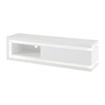 TV-Möbel - 1 Schublade & 1 Ablagefach - mit LED-Beleuchtung - MDF - Weiß lackiert - FLARANCIA