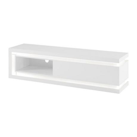 Vente-unique TV-Möbel - 1 Schublade & 1 Ablagefach - mit LED-Beleuchtung - MDF - Weiß lackiert - FLARANCIA  