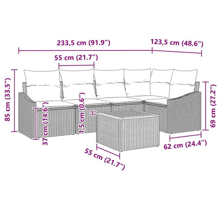 VidaXL Gartensofa-set poly-rattan  