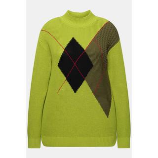 Ulla Popken  Pull à col montant et manches longues, motif argyle 