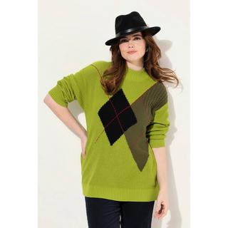 Ulla Popken  Pullover, Argyle-Muster, Stehkragen, Langarm 