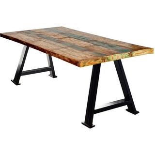 mutoni Tavolo 160x85 cm - legno di recupero colorato - metallo nero antico  