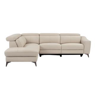 Vente-unique Ecksofa mit elektrischer Relaxfunktion - Ecke links - Leder - Cremefarben - FORLO  