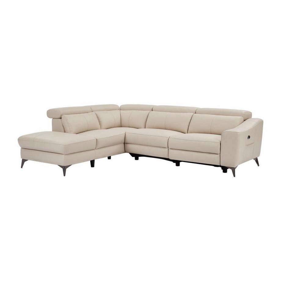 Vente-unique Ecksofa mit elektrischer Relaxfunktion - Ecke links - Leder - Cremefarben - FORLO  