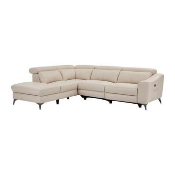 Ecksofa mit elektrischer Relaxfunktion - Ecke links - Leder - Cremefarben - FORLO