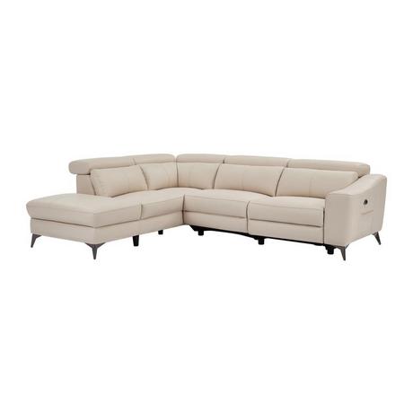 Vente-unique Ecksofa mit elektrischer Relaxfunktion - Ecke links - Leder - Cremefarben - FORLO  