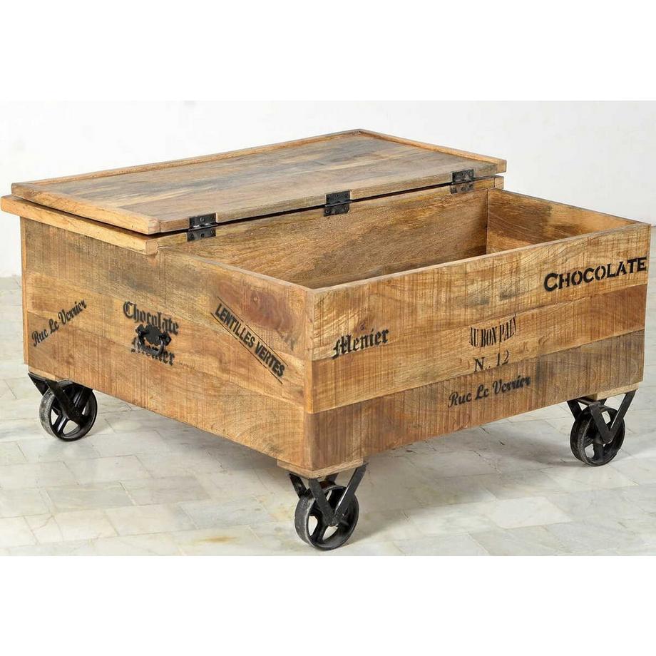 mutoni Coffre de table basse Bevin antique noir 90x90  