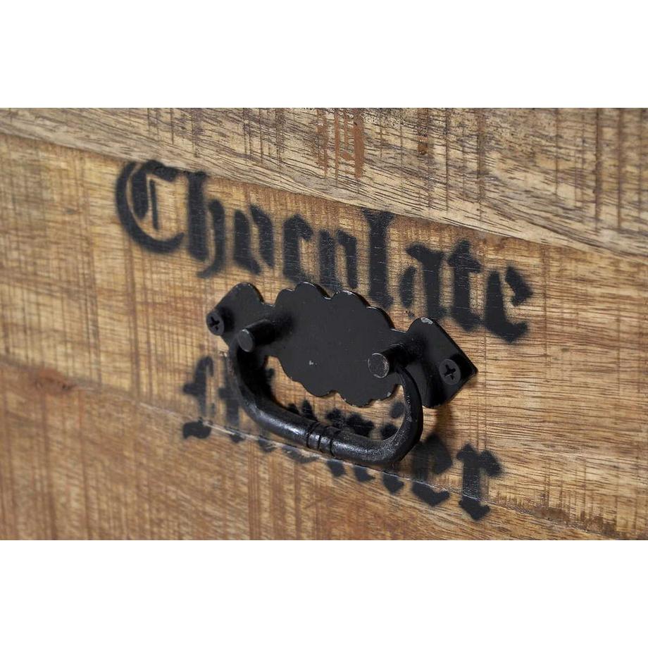 mutoni Coffre de table basse Bevin antique noir 90x90  