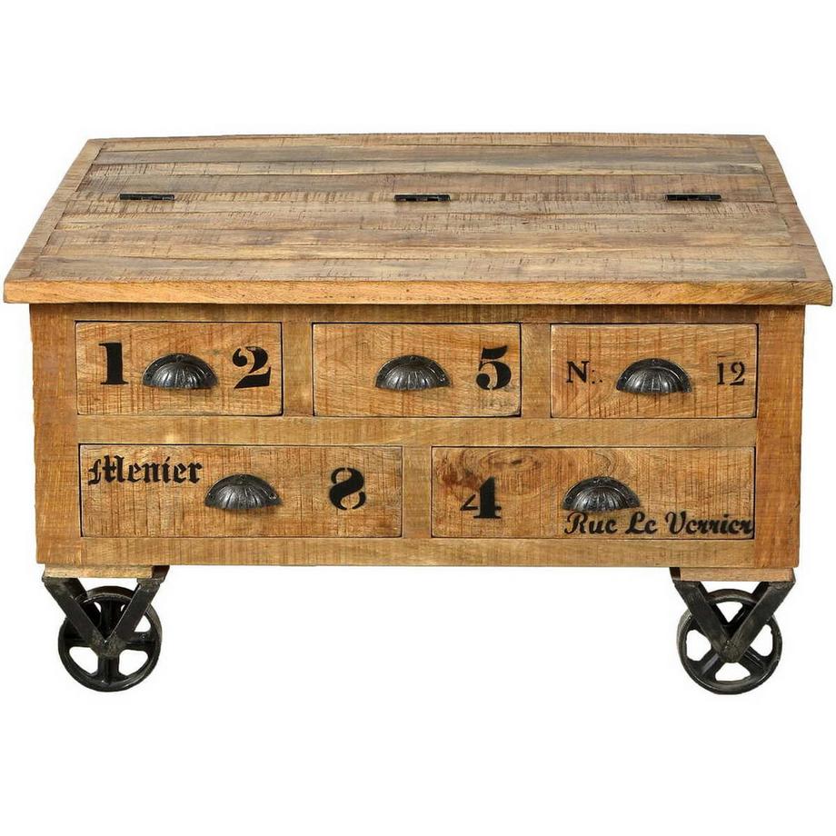 mutoni Coffre de table basse Bevin antique noir 90x90  