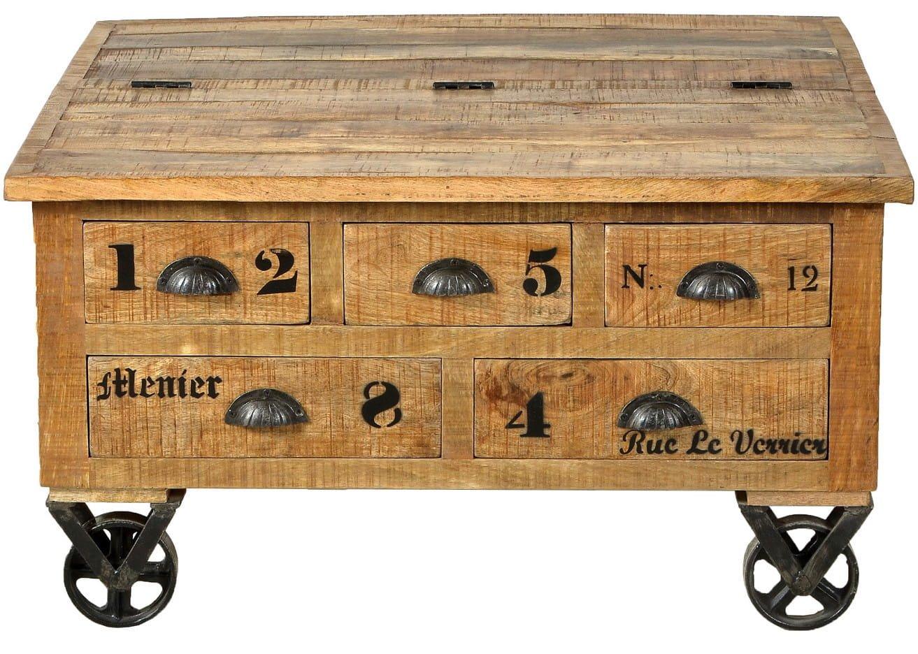 Image of Couchtischtruhe Bevin antik 90x90 Couchtischtruhe Bevin antik 90x90