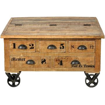 Coffre de table basse Bevin antique noir 90x90