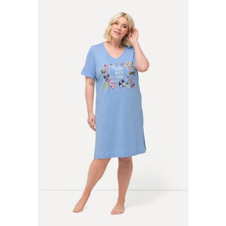 Ulla Popken  Bigshirt, bedruckt, V-Ausschnitt, Halbarm 