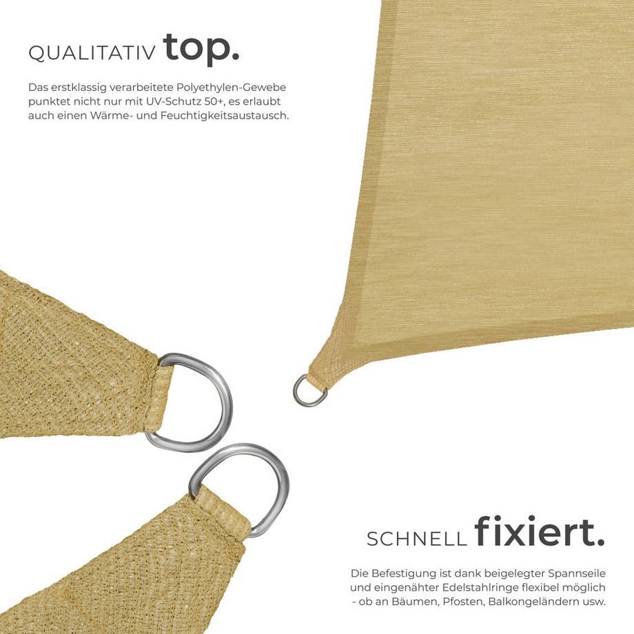 Tectake Sonnensegel  rechteckig mit UV-Schutz 50+ für Balkon, Garten und Terrasse  