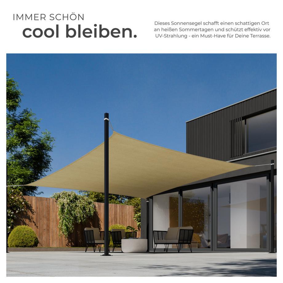 Tectake Sonnensegel  rechteckig mit UV-Schutz 50+ für Balkon, Garten und Terrasse  