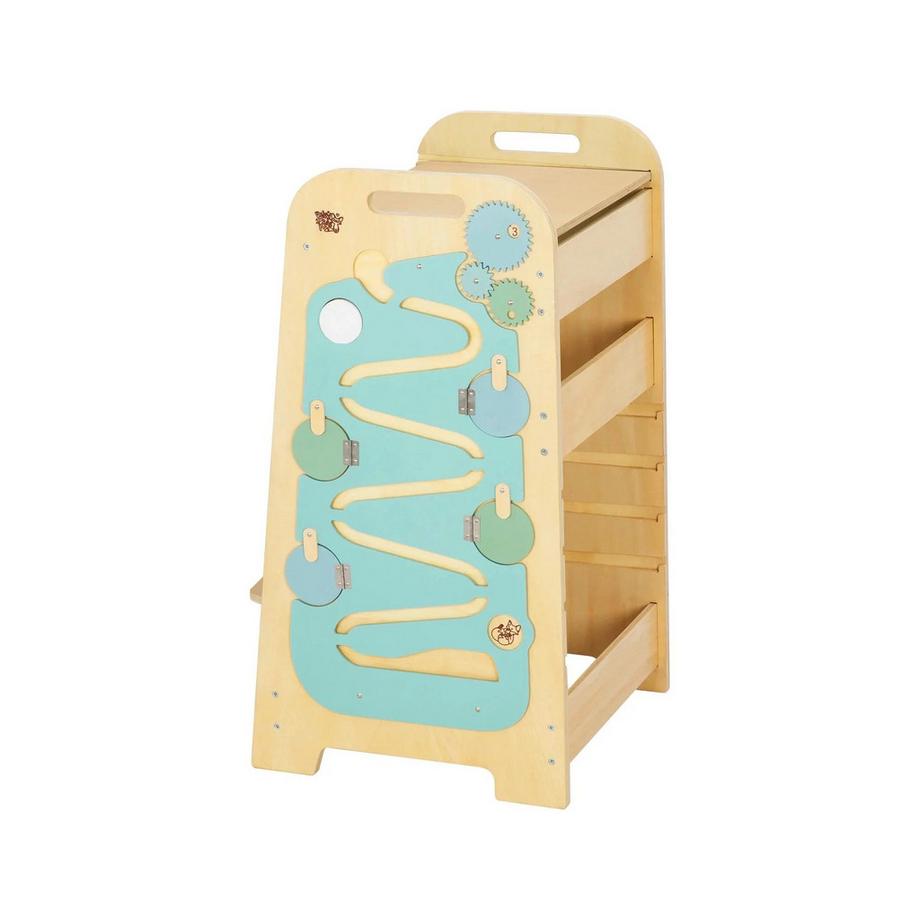 Montessori  Lernturm XL - 5-in-1 Multifunktionaler Helferturm in Minze für Kinder 