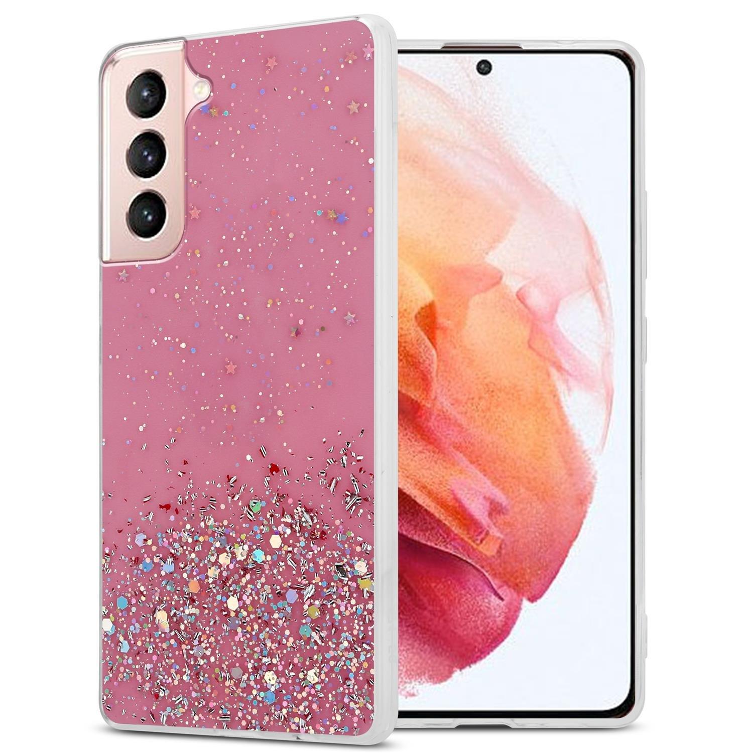 Cadorabo  Hülle für Samsung Galaxy S21 5G TPU Silikon mit funkelnden Glitter 