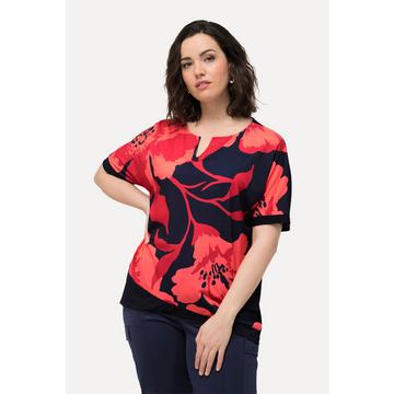 Maglia dal taglio oversize con fiori, scollo a tunica e mezze maniche