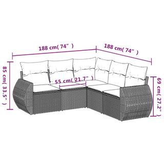 VidaXL Ensemble de canapés de jardin rotin synthétique  