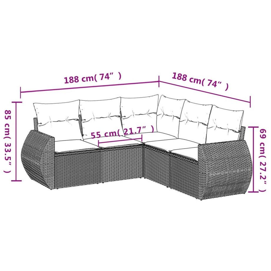 VidaXL Ensemble de canapés de jardin rotin synthétique  
