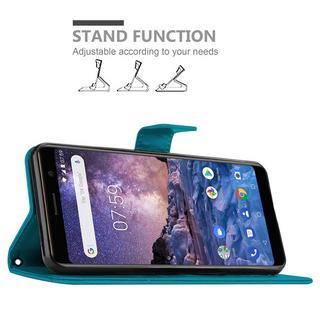 Cadorabo  Housse compatible avec Nokia 7 PLUS - Coque de protection au design floral avec fermeture magnétique, fonction de support et emplacements pour cartes 