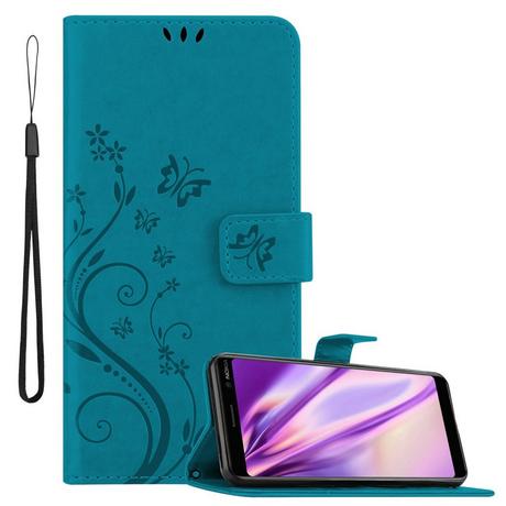 Cadorabo  Housse compatible avec Nokia 7 PLUS - Coque de protection au design floral avec fermeture magnétique, fonction de support et emplacements pour cartes 