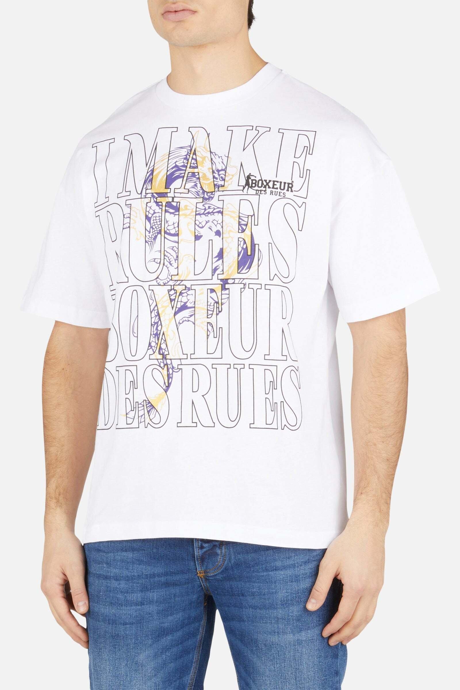 Image of T-shirt Big Front Print Herren Weiss XL