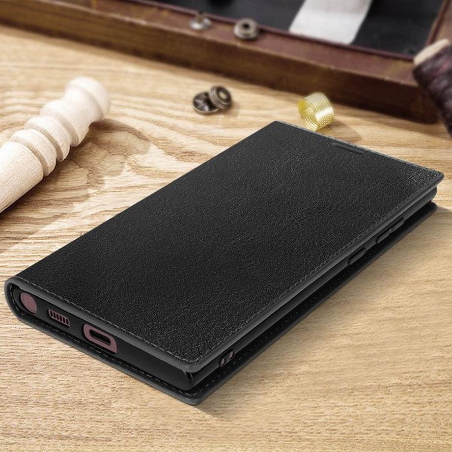 Avizar  Lederhülle Samsung S22 Ultra Schwarz 