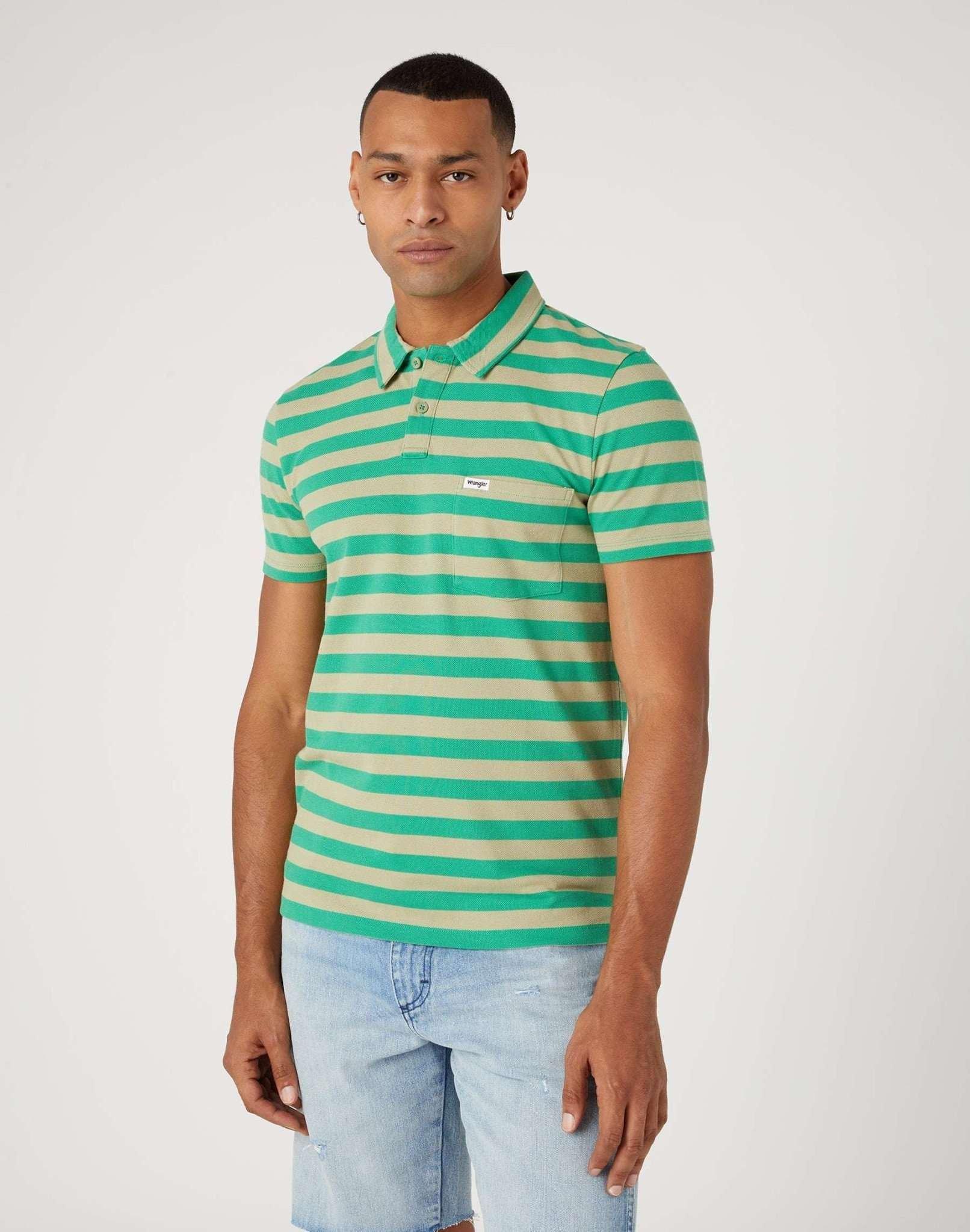Image of Stripe Polo Shirt Herren Grün M