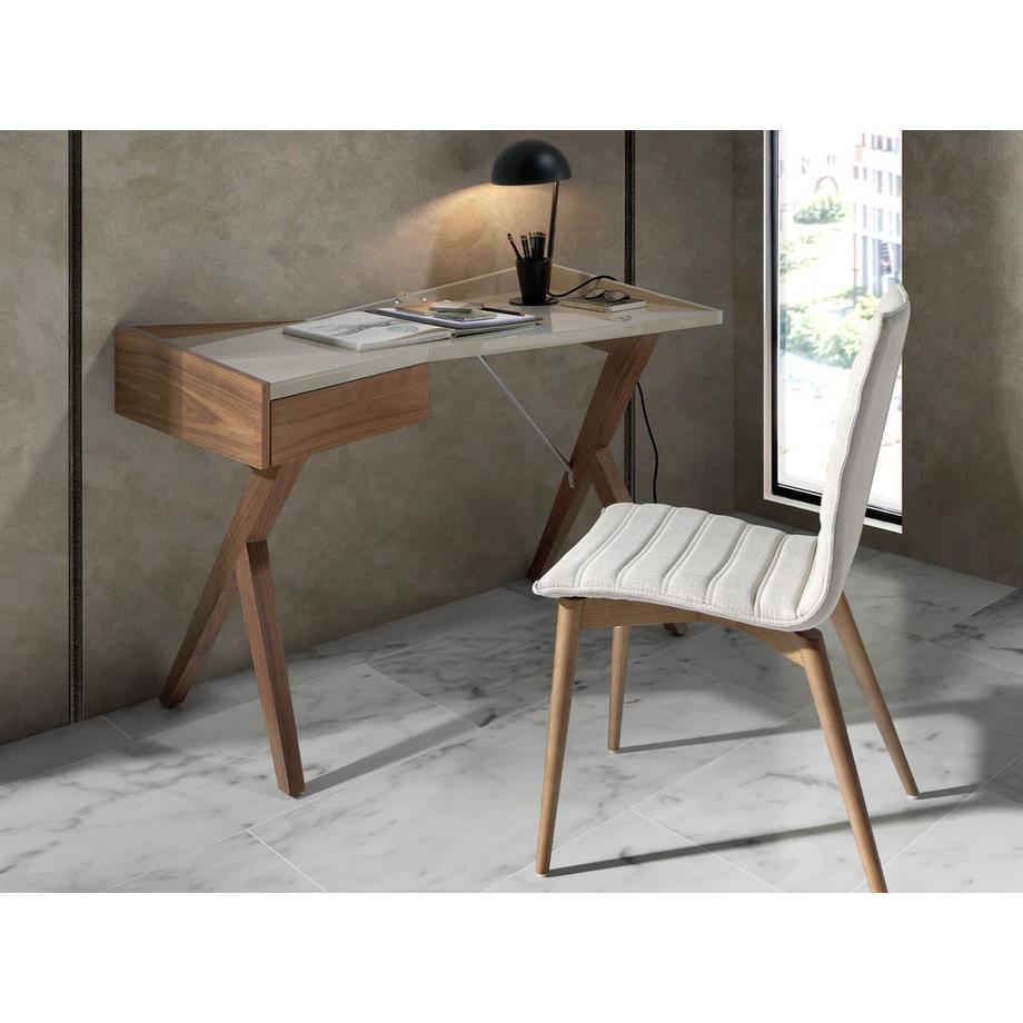 ANGEL CERDA  Bureau en noyer avec plateau en bois gris 
