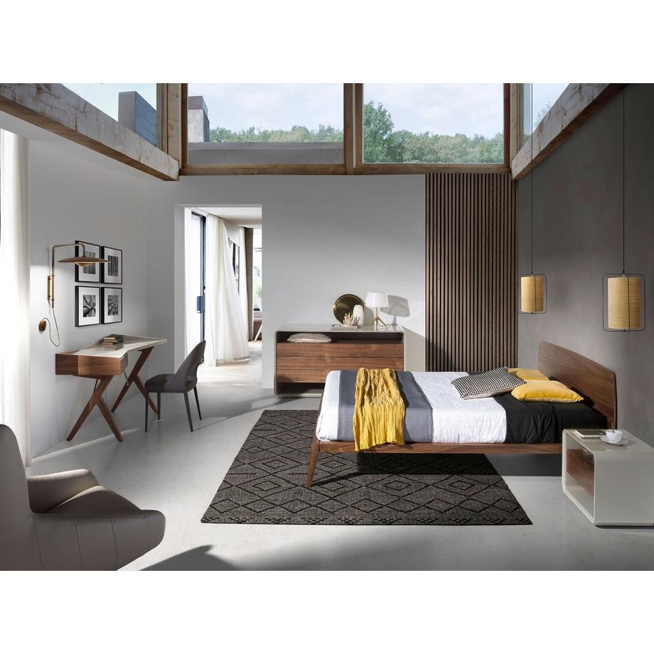 ANGEL CERDA  Bureau en noyer avec plateau en bois gris 